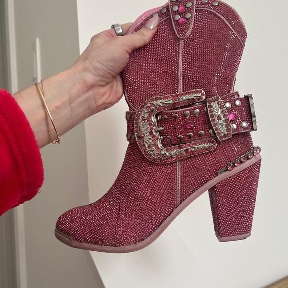 Pink Rhinestone Western Boots - Picture 2 of 8